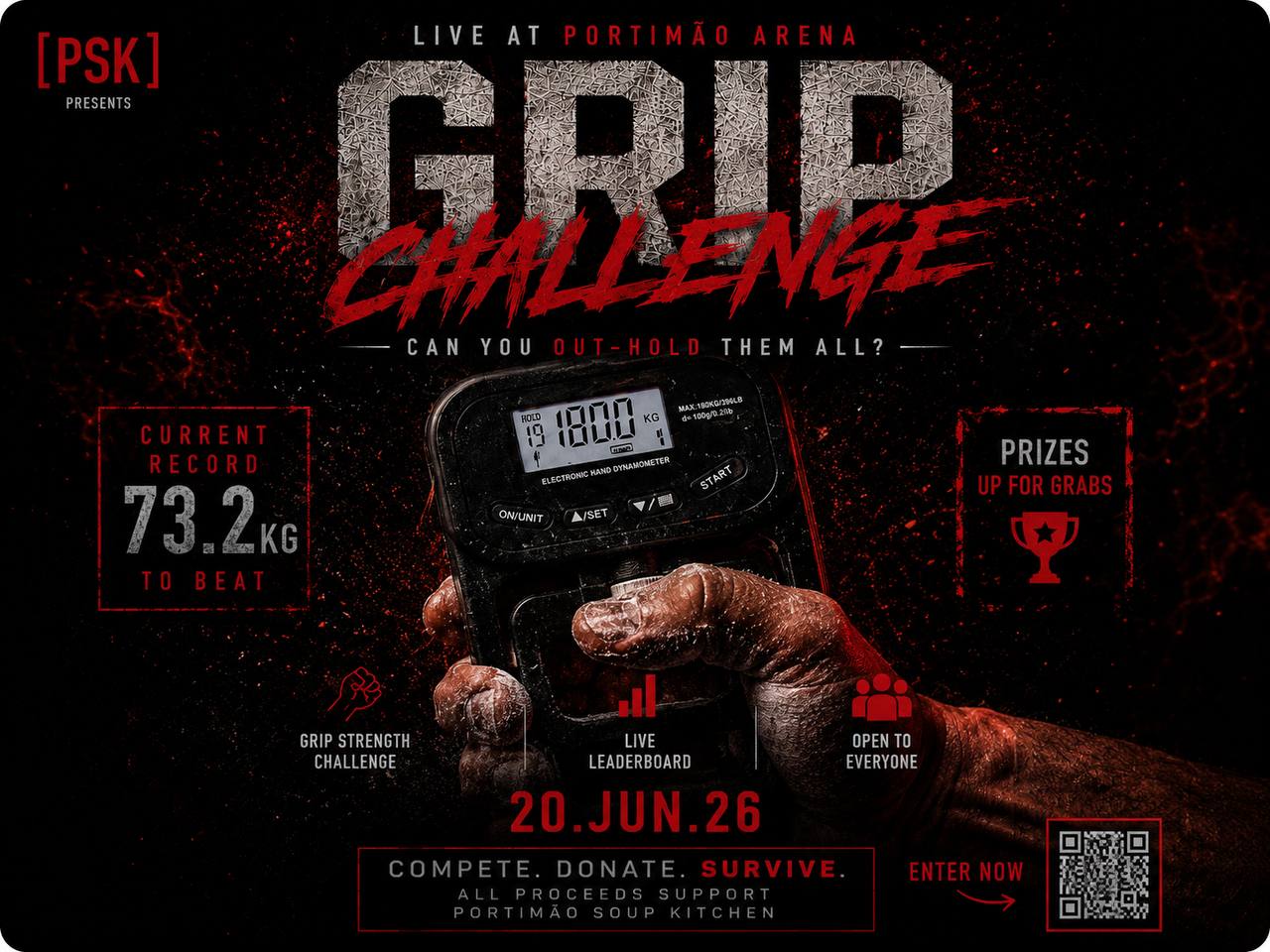 Cartaz do PSK Grip Challenge no Vortex para a Portimão Soup Kitchen